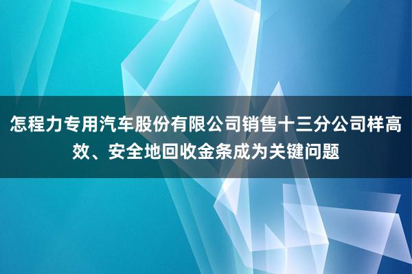 怎程力专用汽车股份有限公司销售十三分公司样高效、安全地回收金条成为关键问题
